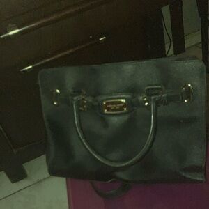 Michael Kors Black Tote Bag with Gold Hardware and Structured Design